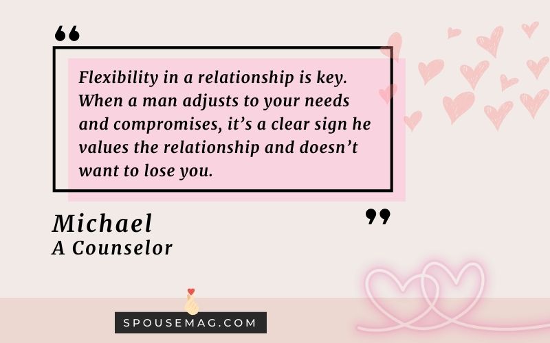 Michael's views about the signs he doesn't want to lose his partner